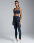 LYRA — Legging sport femme taille haute — Bleu marine — Galaya Paris