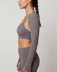 Top sport femme cropped Tara – Manches longues – Yoga & Pilates – Galaya