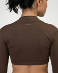 TARA — Top Cropped manche longue — Marron — Galaya Paris