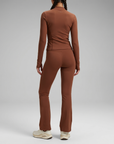 ALTAIR — Pantalon Flare de Yoga — Marron — Galaya Paris