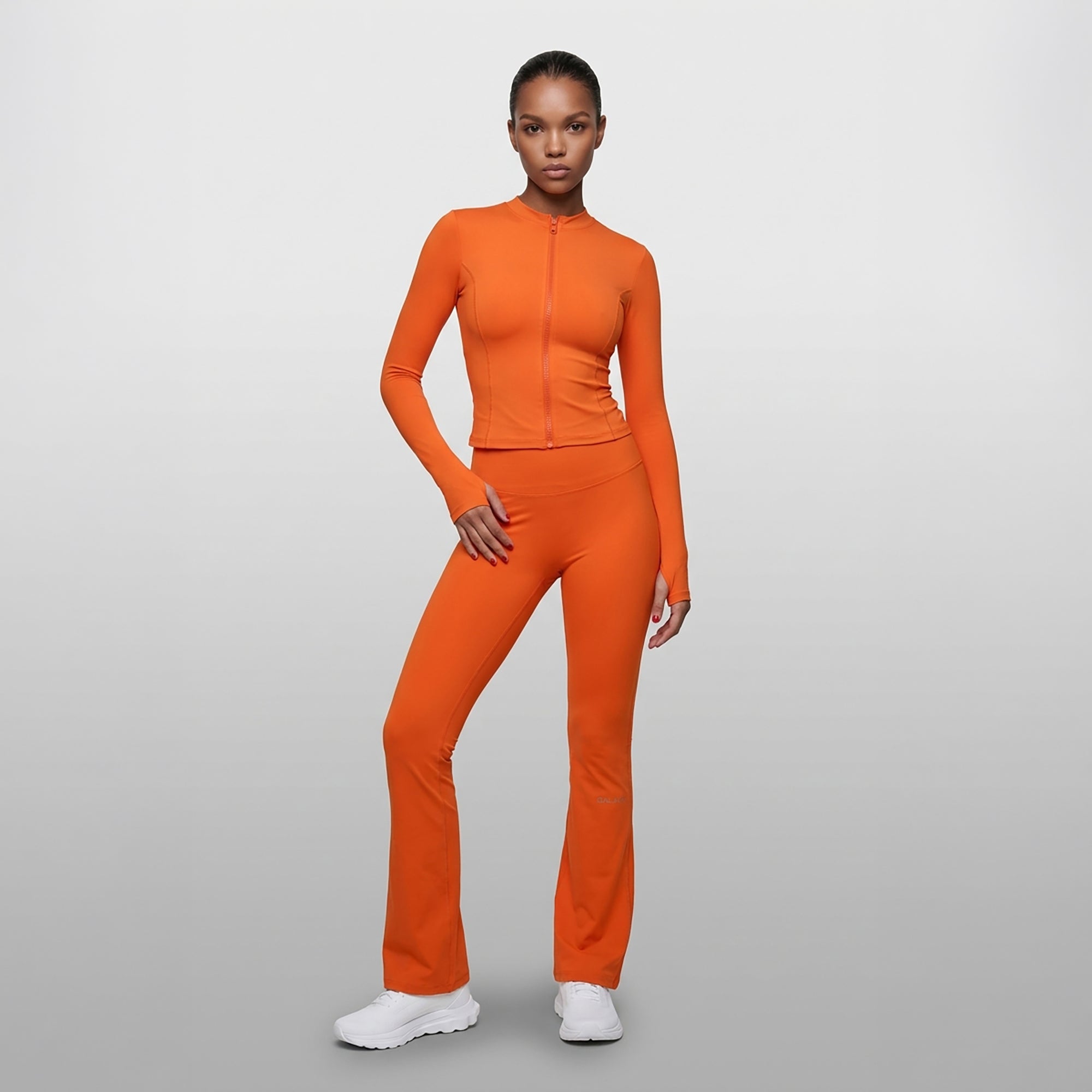 ALTAIR — Pantalon Flare de Yoga — Orange — Galaya Paris