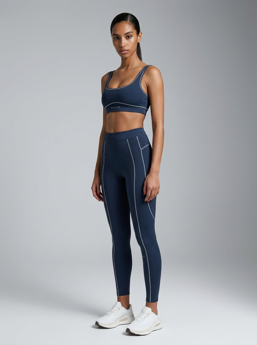 LYRA — Legging sport femme taille haute — Bleu marine — Galaya Paris