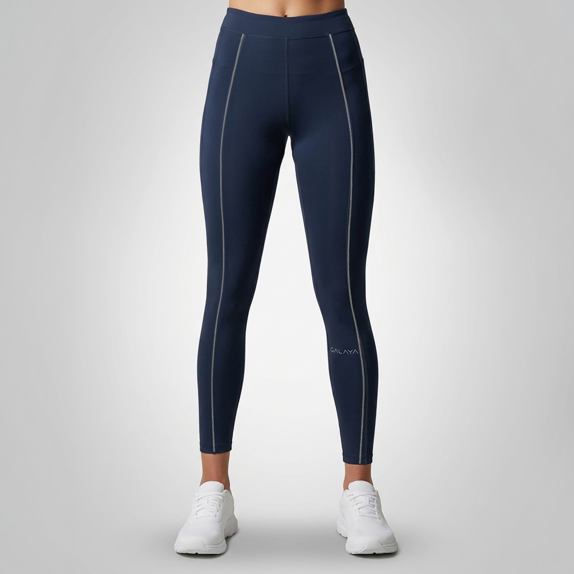 LYRA — Legging sport femme taille haute — Bleu marine — Galaya Paris