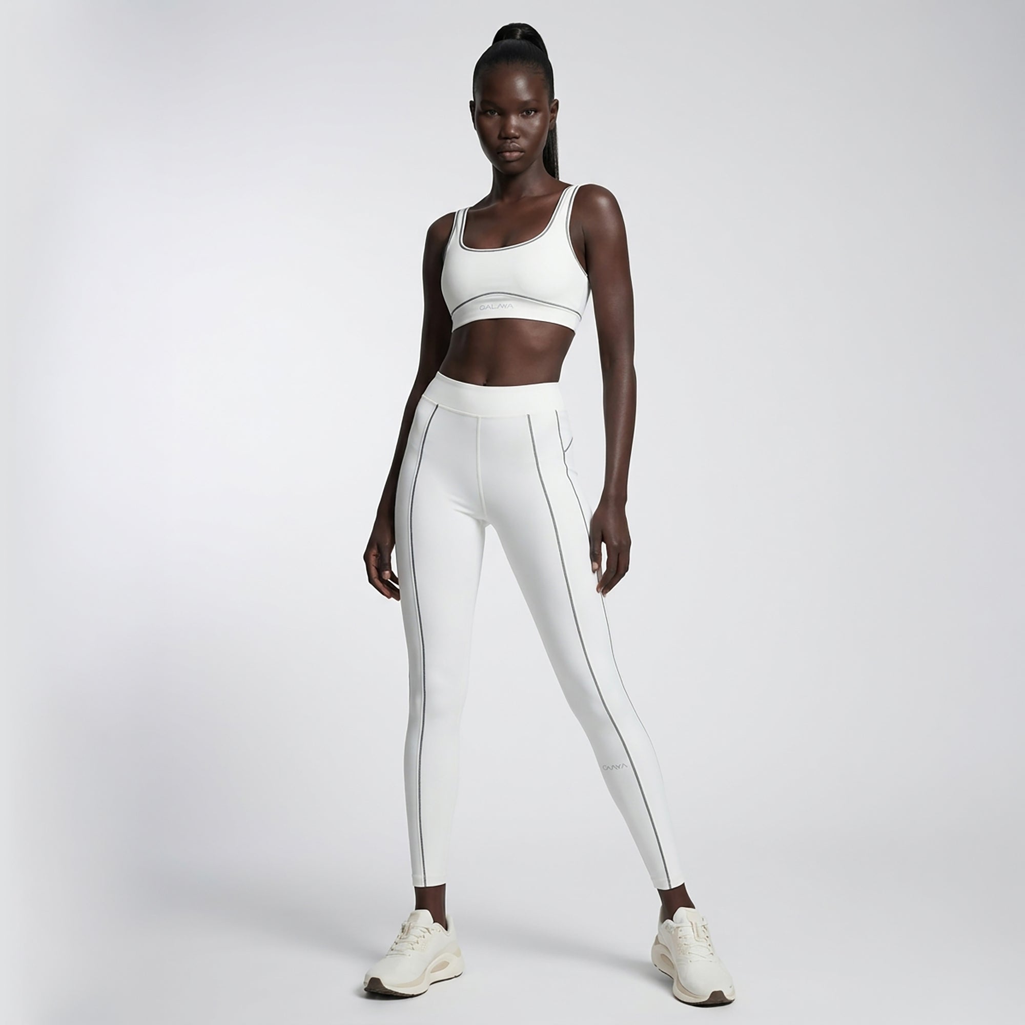 LYRA — Legging sport femme taille haute — Blanc — Galaya Paris