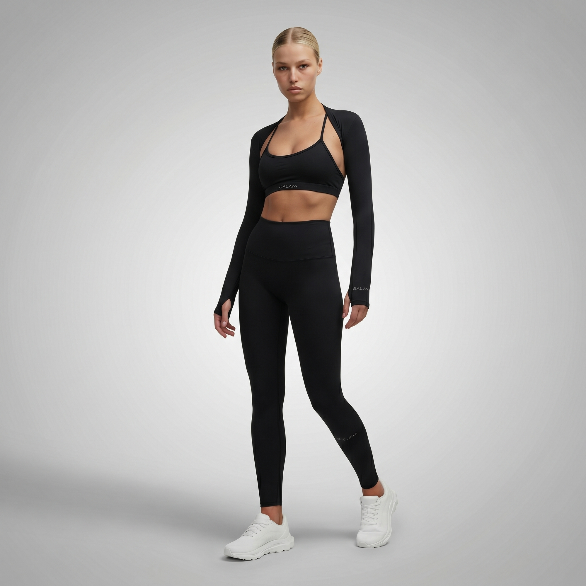 TARA — Top Cropped manche longue — Noir — Galaya Paris
