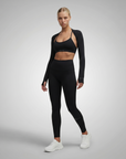 TARA — Top Cropped manche longue — Noir — Galaya Paris