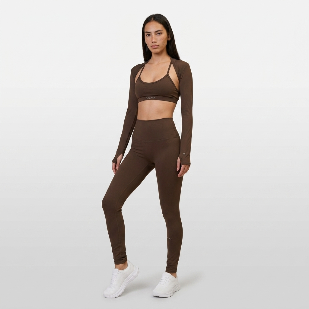 TARA — Top Cropped manche longue — Marron — Galaya Paris