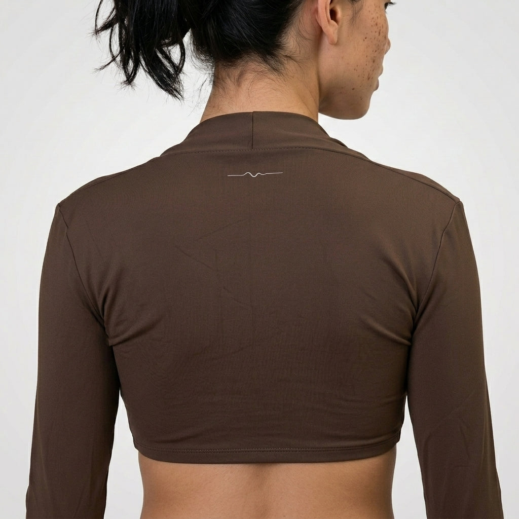 TARA — Top Cropped manche longue — Marron — Galaya Paris