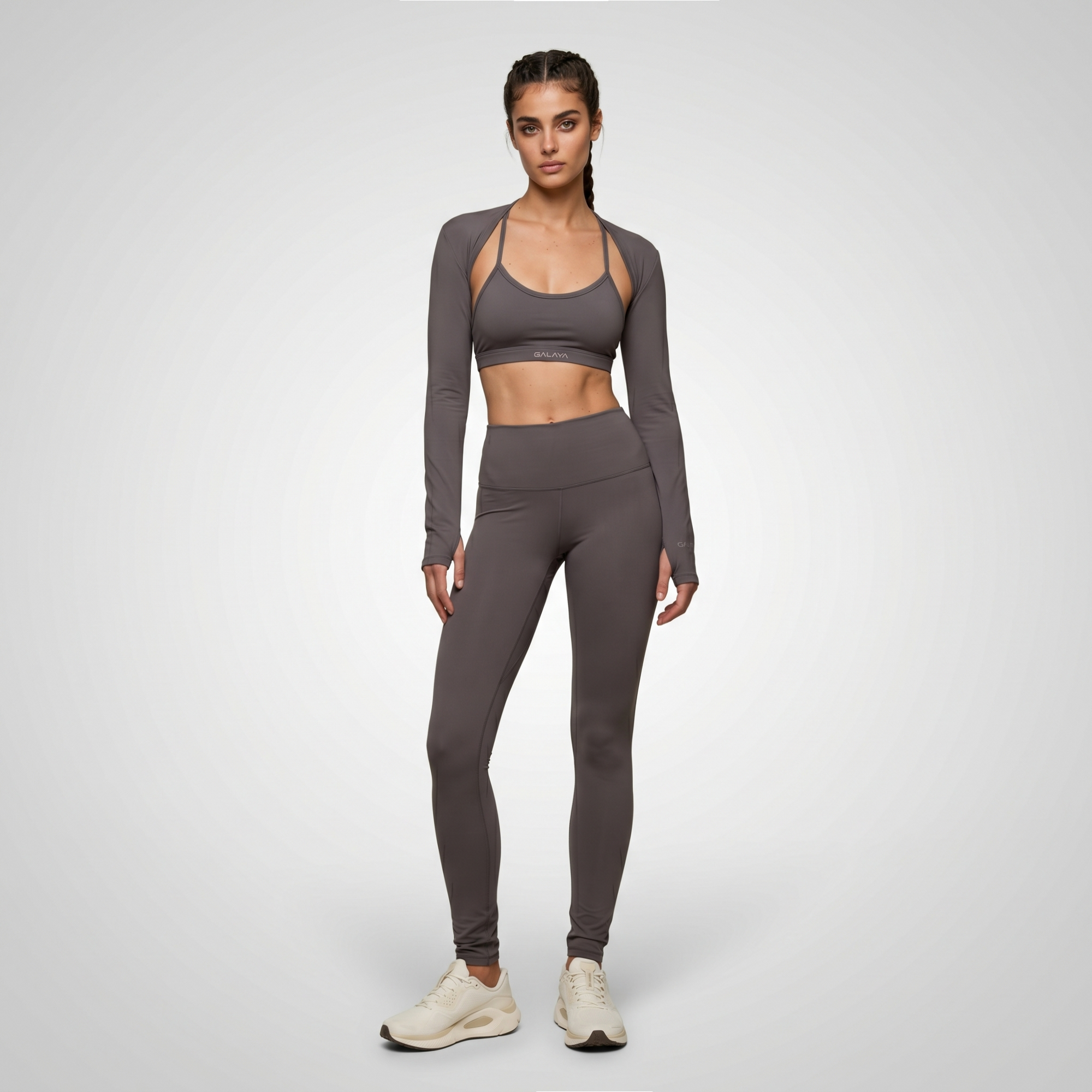 TARA — Top Cropped manche longue — Gris — Galaya Paris