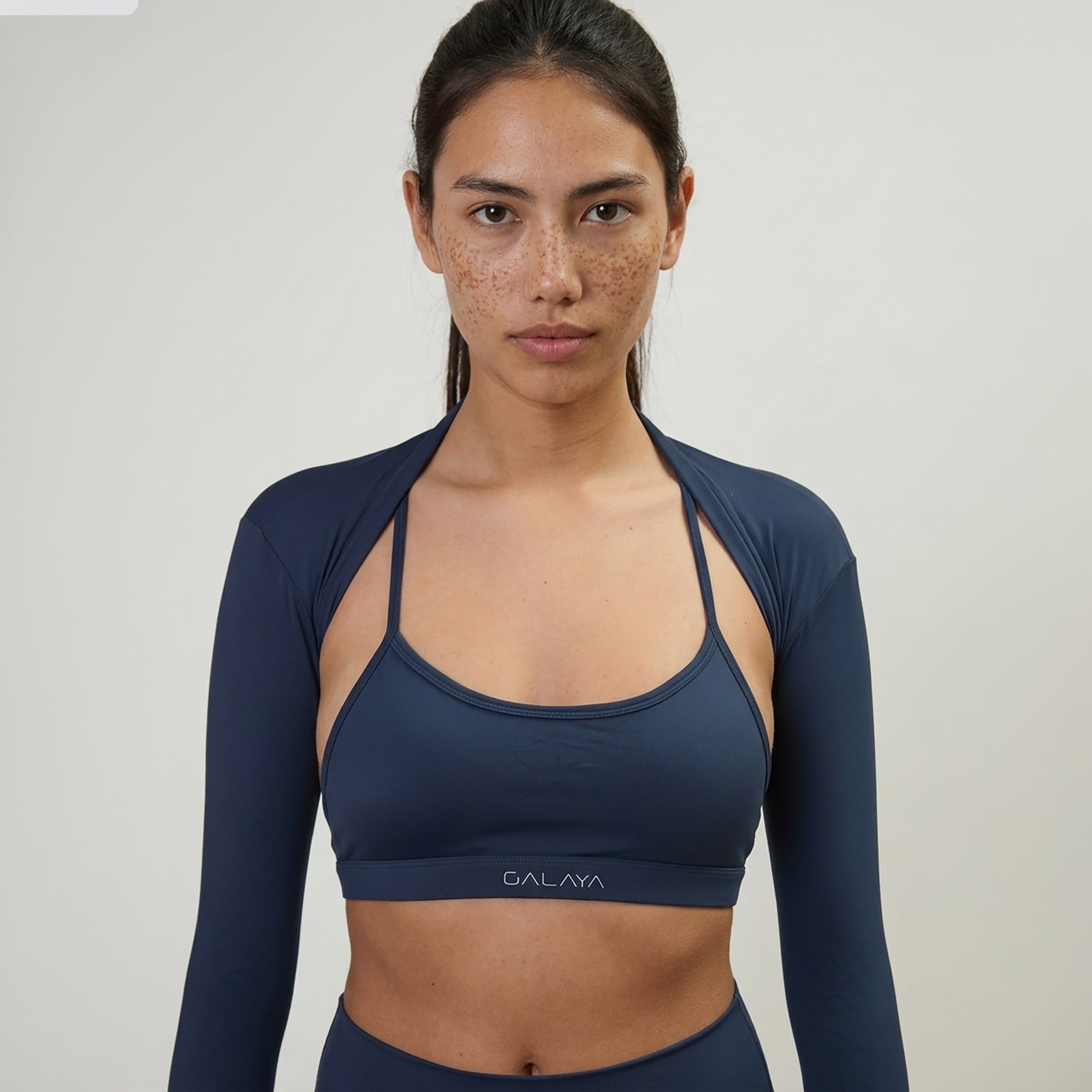 TARA — Top Cropped manche longue — Bleu marine — Galaya Paris