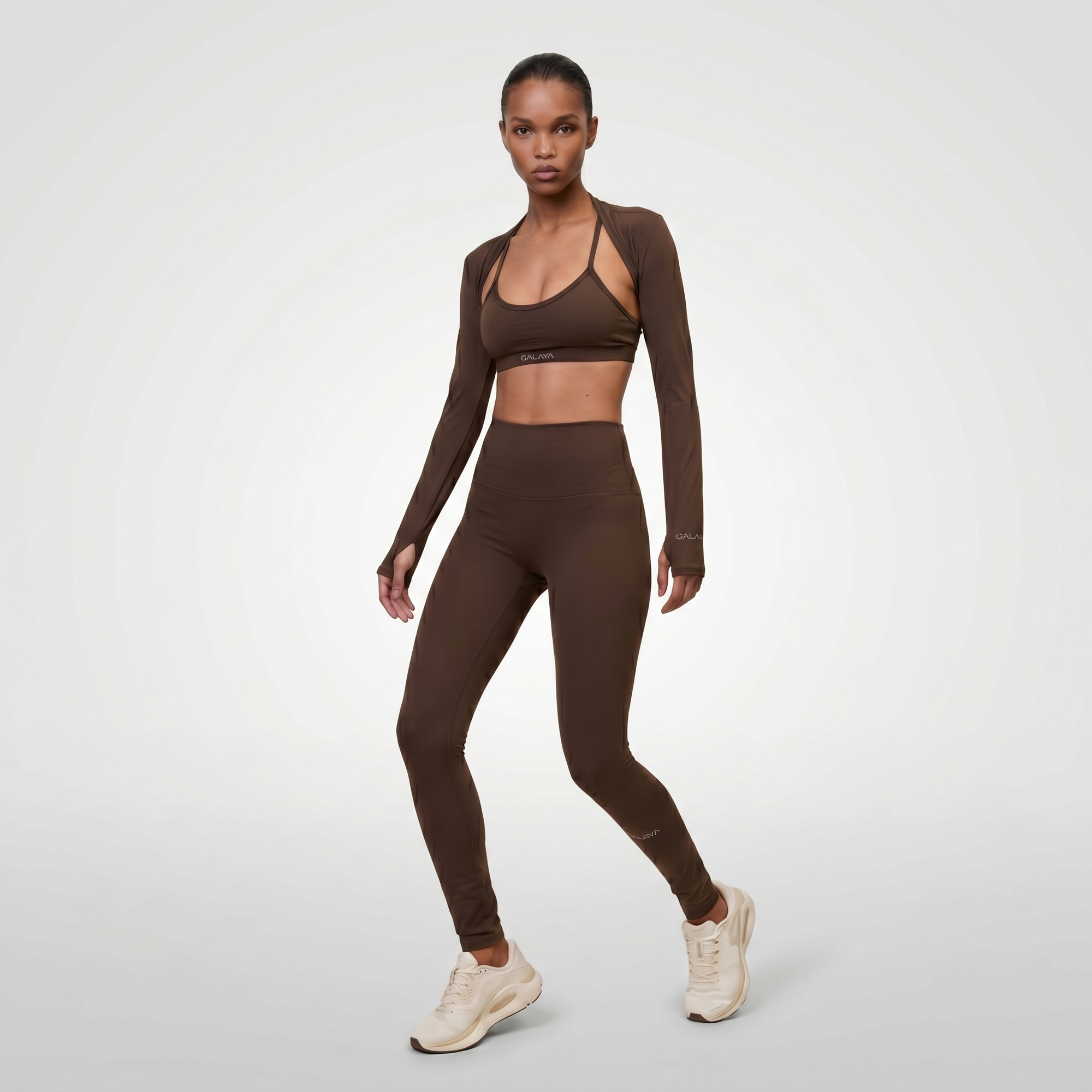 ZANIA — Legging 7/8 taille haute — Marron — Galaya Paris