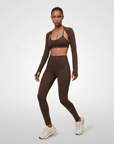 ZANIA — Legging 7/8 taille haute — Marron — Galaya Paris
