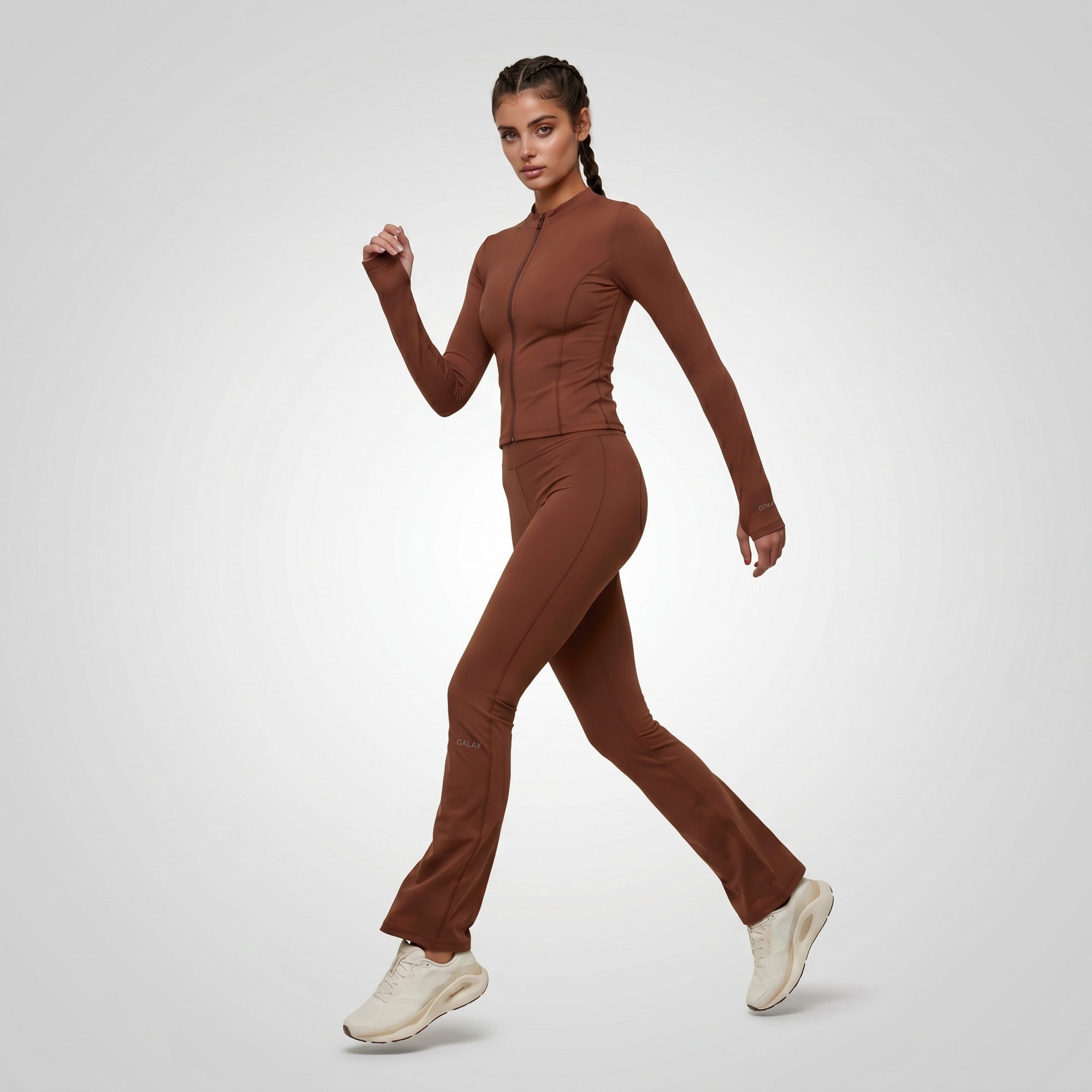 ALTAIR — Pantalon Flare de Yoga — Marron — Galaya Paris