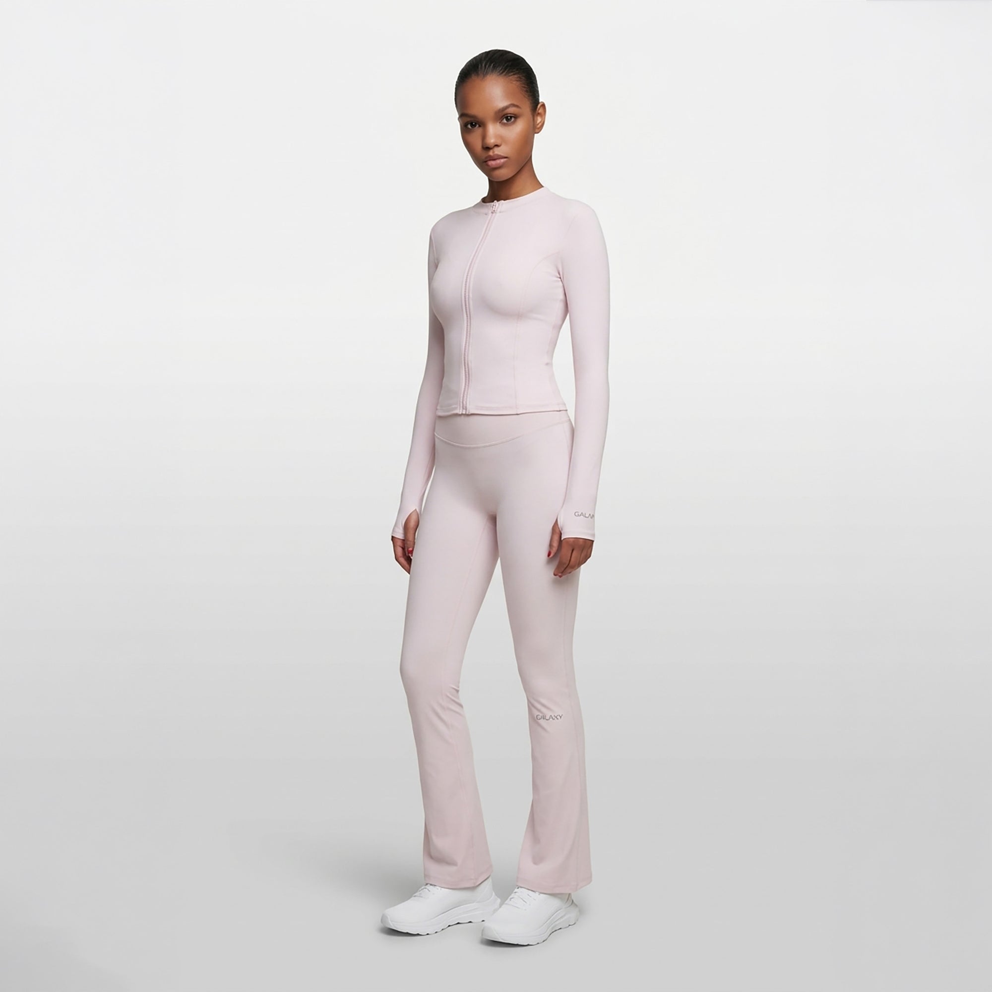 ALTAIR — Pantalon Flare de Yoga — Rose — Galaya Paris