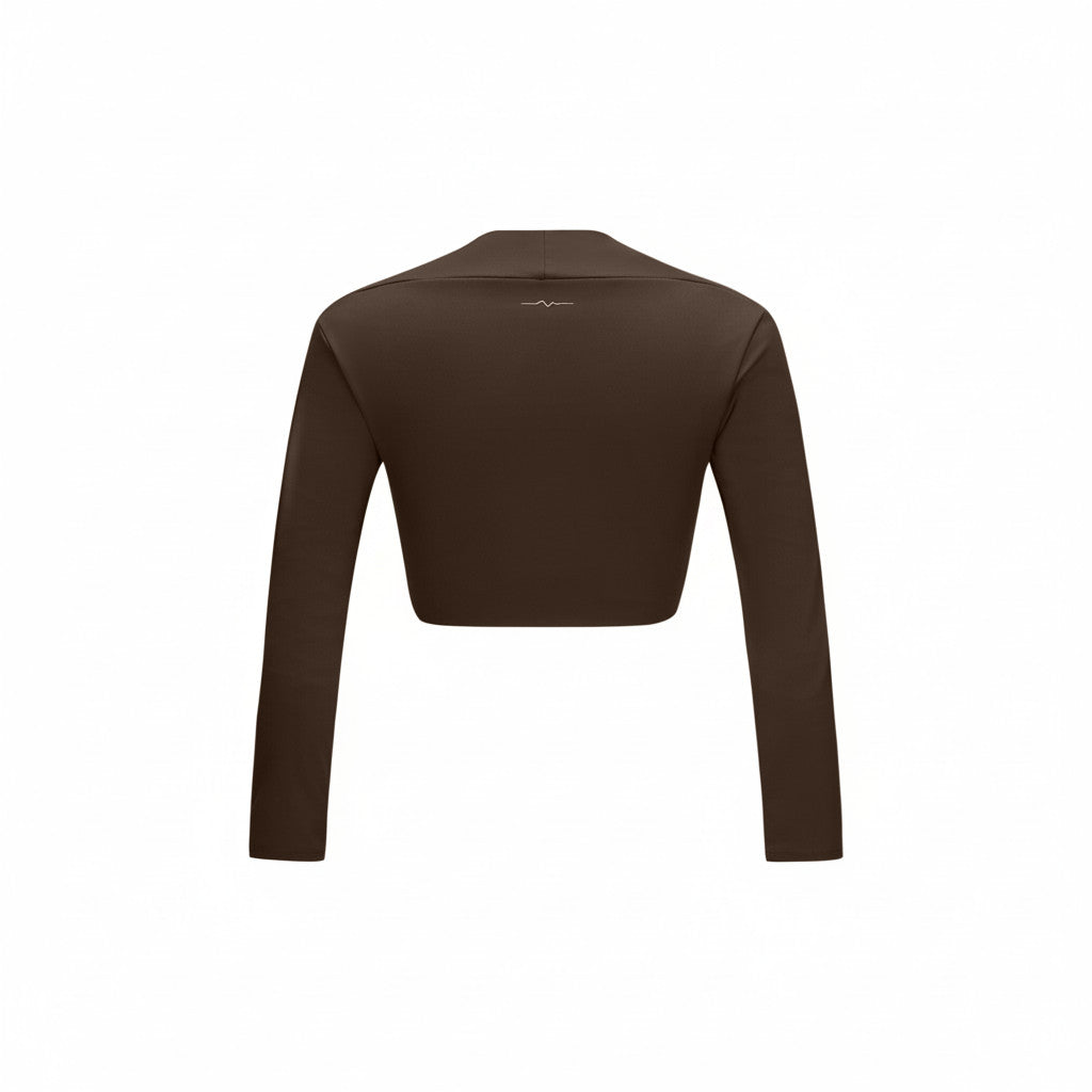 TARA — Top Cropped Manches Longues — Marron — Galaya Paris