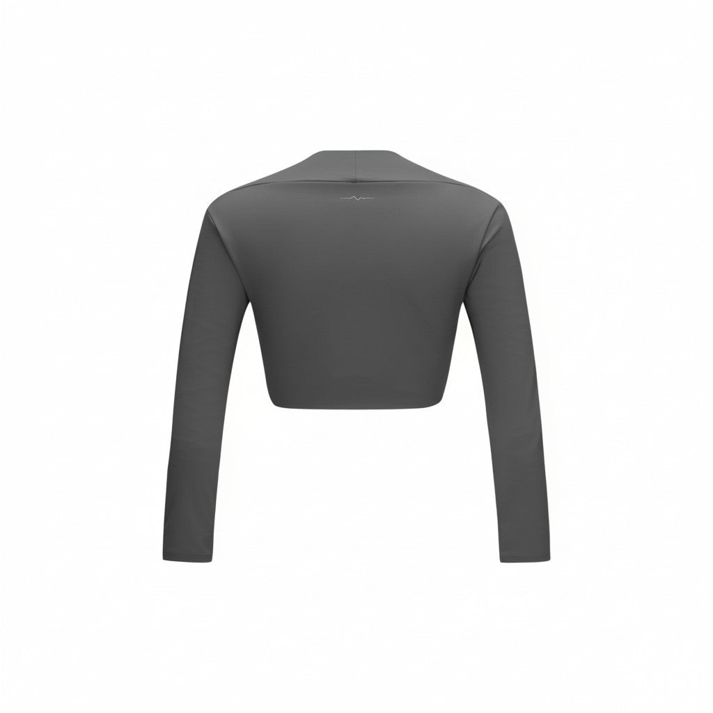 TARA — Top Cropped Manches Longues — Gris — Galaya Paris