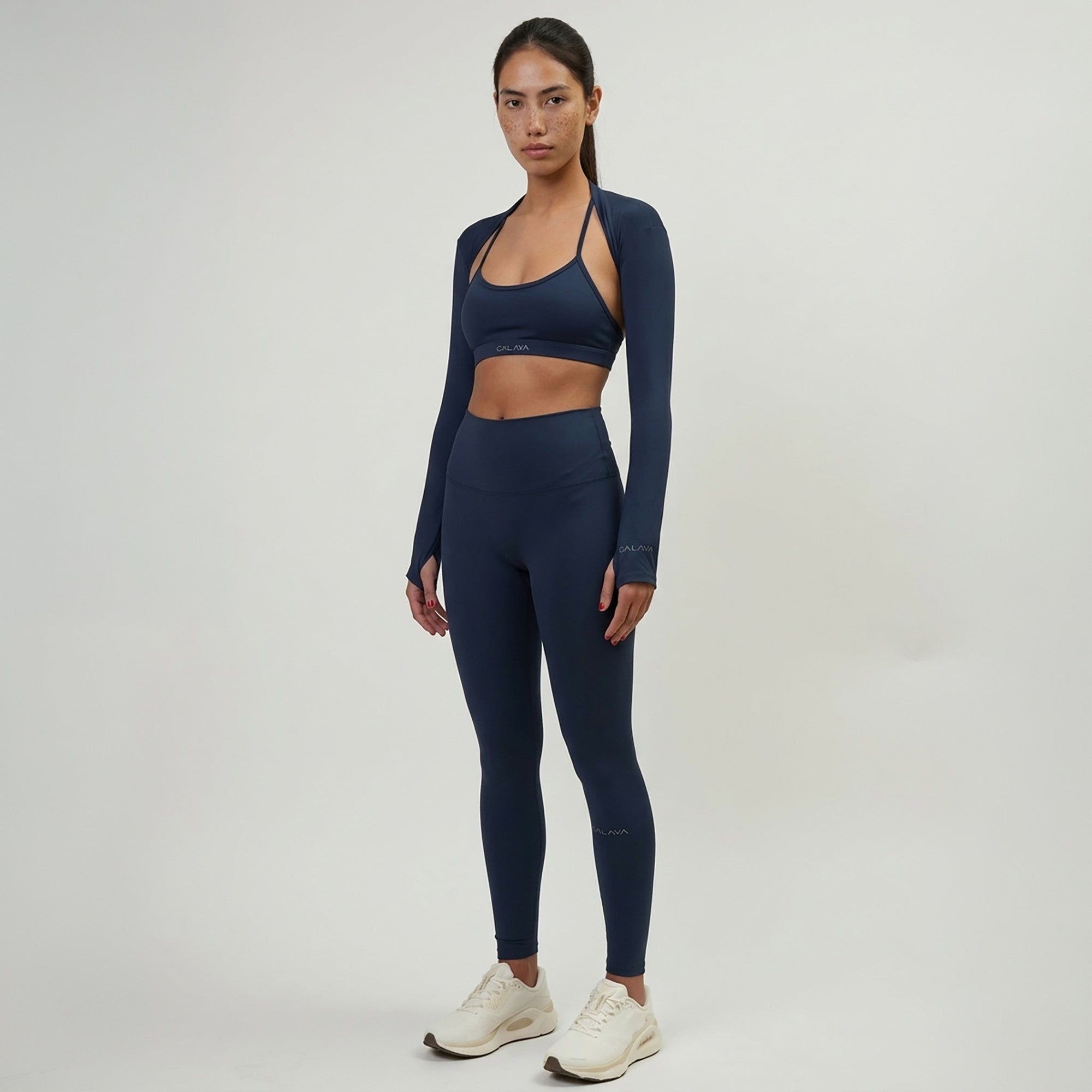 TARA — Top Cropped Manches Longues — Bleu marine — Galaya Paris